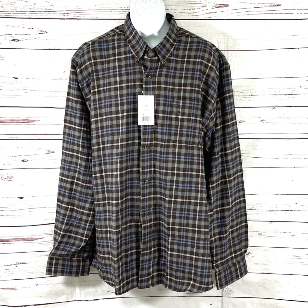 Saddlebred Shirt Men's Size XXL Button Up Flannel Long Sleeve Classic Fit